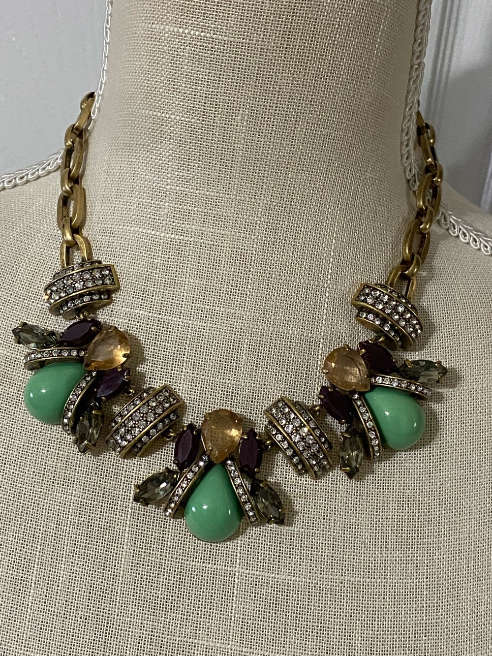J. Crew Big & Chunky Necklace Vintage Look Runway Collar - Picture 2 of 9